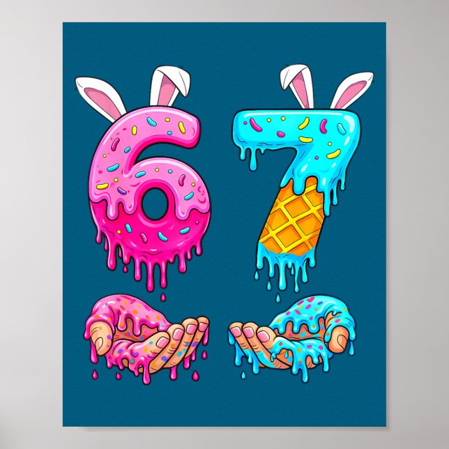 Affiche Six Seven Crème Glacée Drip Enfants Jeunesse Drôle (Devant)