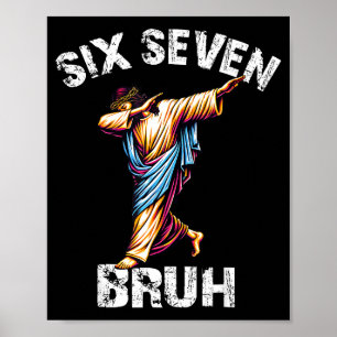 Affiche Six Seven Jésus Dabbing Noël 6 7 Mème 67 Enfants