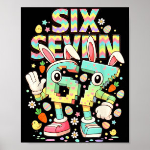 Affiche Six seven meme 67 brainrot drôle lapin de Pâques h