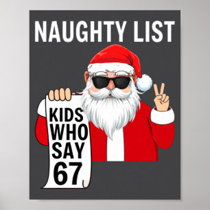 Affiche Six Seven Meme Drôle de Noël Liste des Vilains Enf
