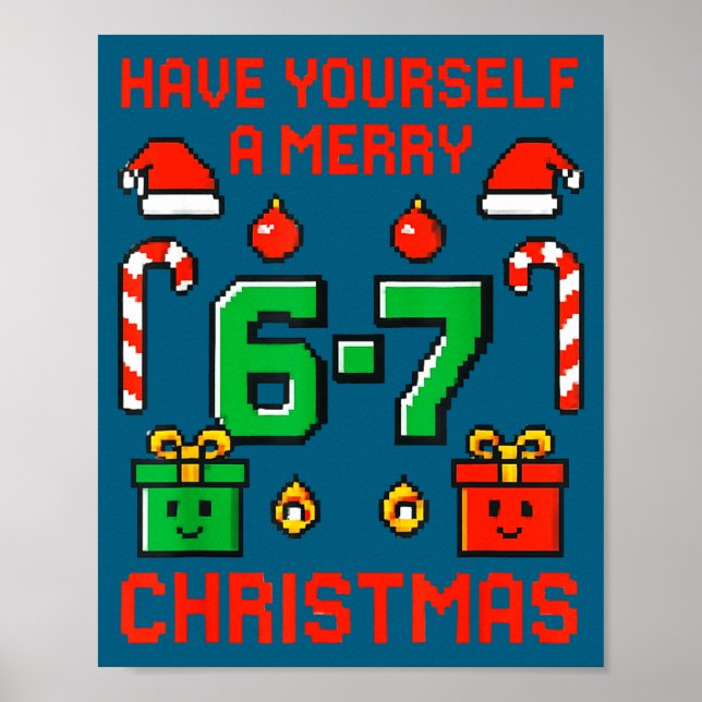 Affiche Six Seven Meme Funny Merry 67 Christmas Xmas Pajam (Devant)