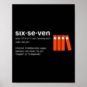 Affiche Six Seven Mème Lecteur de livre amusant 6-7 Drôle