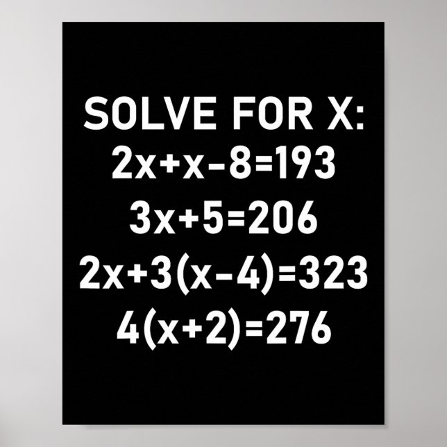 Affiche Six Seven Mème Math Algèbre Blague Résoudre Pour X (Devant)