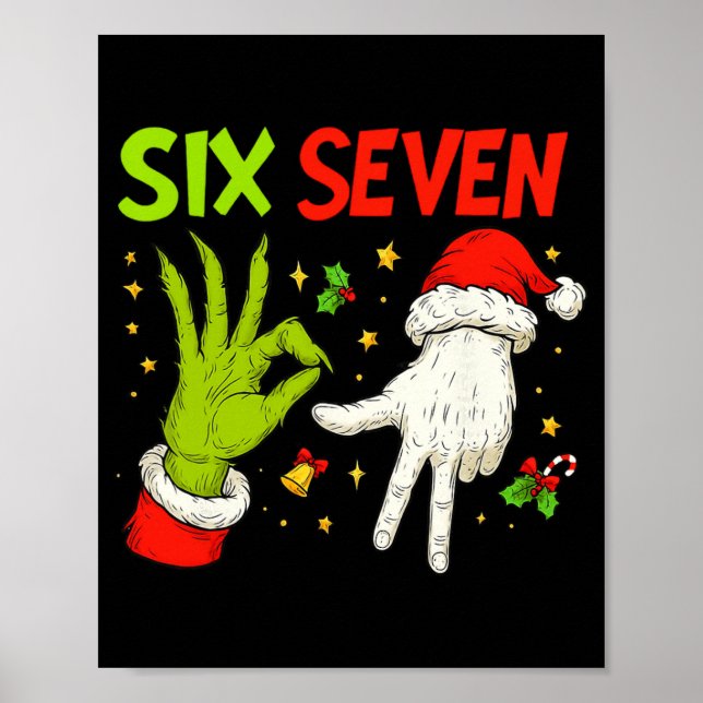 Affiche Six Seven Noël Drôle 6 7 Meme Noël  (Devant)