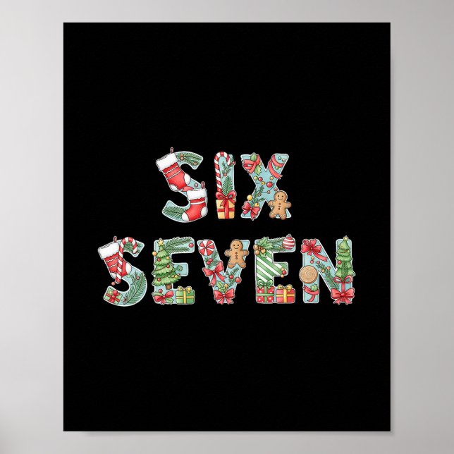 Affiche Six Seven Noël Mème 67 Drôle de Fête Hommes Femmes (Devant)