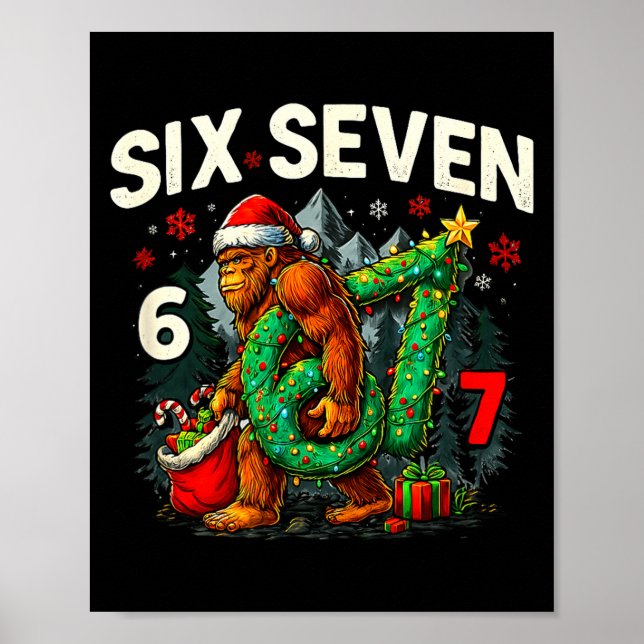 Affiche Six Seven Santa Bigfoot Christmas Sasquatch 67 Fun (Devant)
