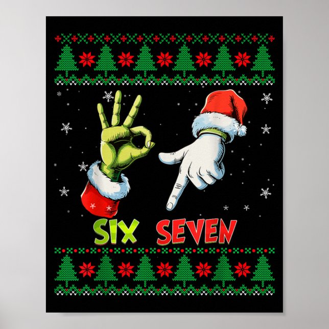 Affiche Six Seven Skeleton Meme Noël Sweat Ugly Christmas  (Devant)