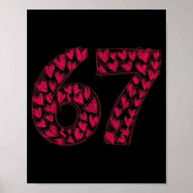Affiche Six Seven Viral Sketch Heart 67 Cute Valentine Sch (Devant)