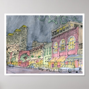 Affiche Sixième rue, Ouest, Austin, Texas