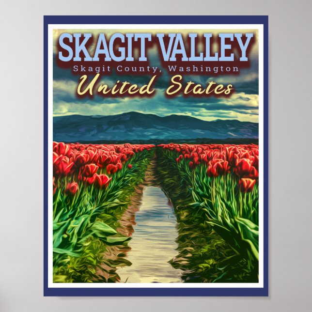 AFFICHE SKAGIT VALLEY - CHAMPS TULIP - SKAGIT WASHINGTON (Devant)