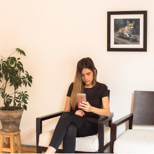 Affiche skate de corgi mignon