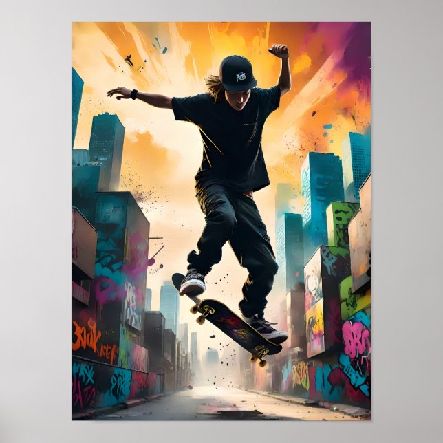 Affiche Skate en vol - Dynamic Mid-Air Trick (Devant)