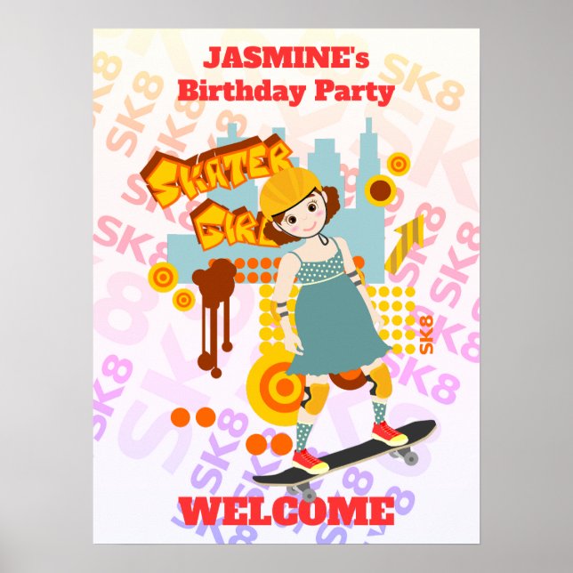 Affiche Skate Park Fun Boy Fête d'anniversaire (Devant)