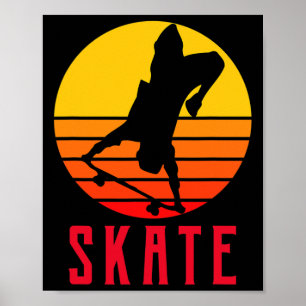 Affiche Skate Rétro Vintage Skateboarder Planche à roulett