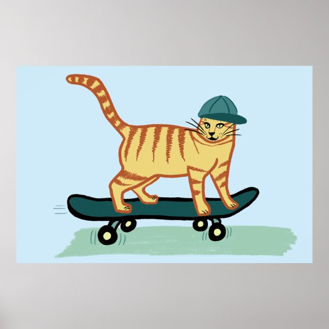 Affiche Skate Tabby Cat (Devant)