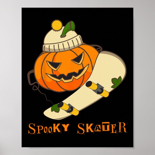 Affiche Skateboard citrouille Halloween Costume amusant Sk (Devant)