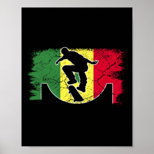 Affiche Skateboard Drapeau Sénégalais Sénégal