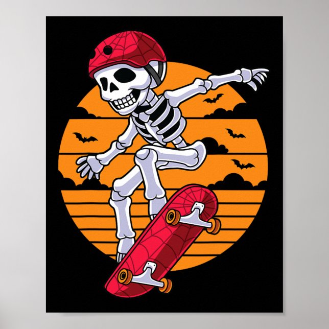 Affiche Skateboard éffrayant Skeleton Funny Skate (Devant)
