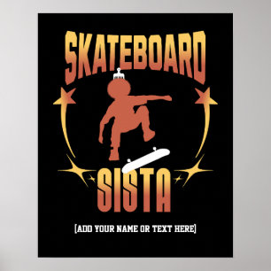 Affiche SKATEBOARD SISTA Afro Skateboard sur mesure