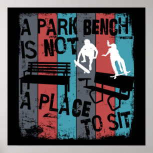 Affiche Skateboard - Skateboard Funny Park Bench