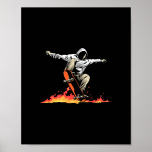 Affiche Skateboard Skateboardeur Skateur En Feu - Skateboa
