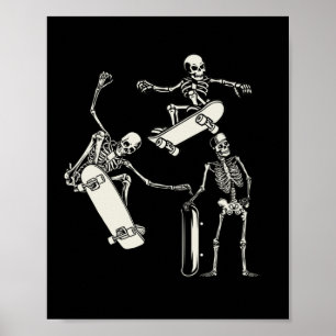 Affiche Skateboard Skeletons Skeleton Skeleton Halloween
