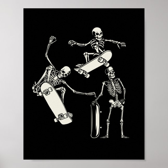 Affiche Skateboard Skeletons Skeleton Skeleton Halloween (Devant)