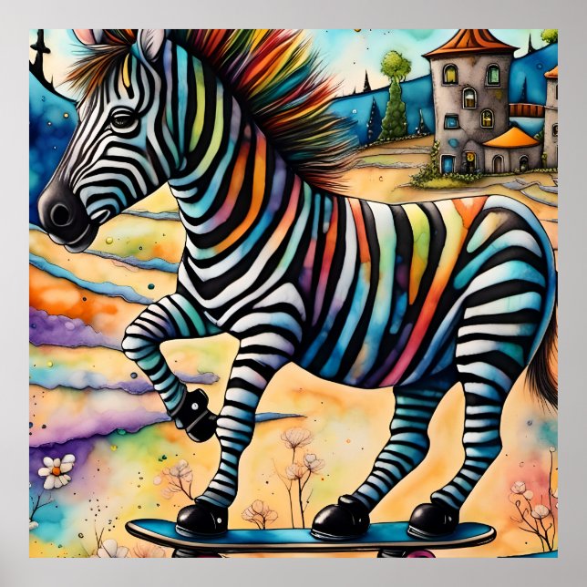 Affiche Skateboard Zebra (Devant)