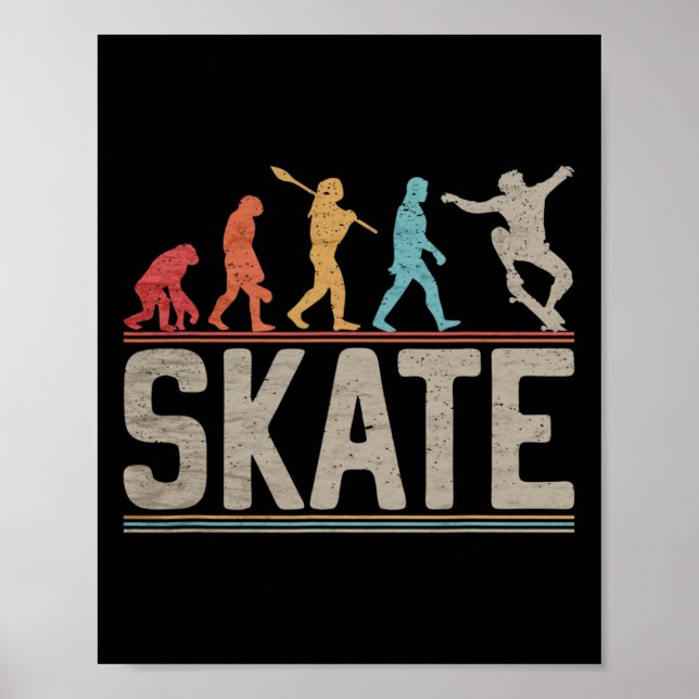 Affiche Skateboarder Evolution Skater Skateboard And Skate (Devant)