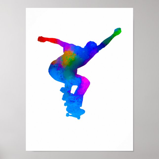 Affiche Skateboarder Paint Splash (Devant)