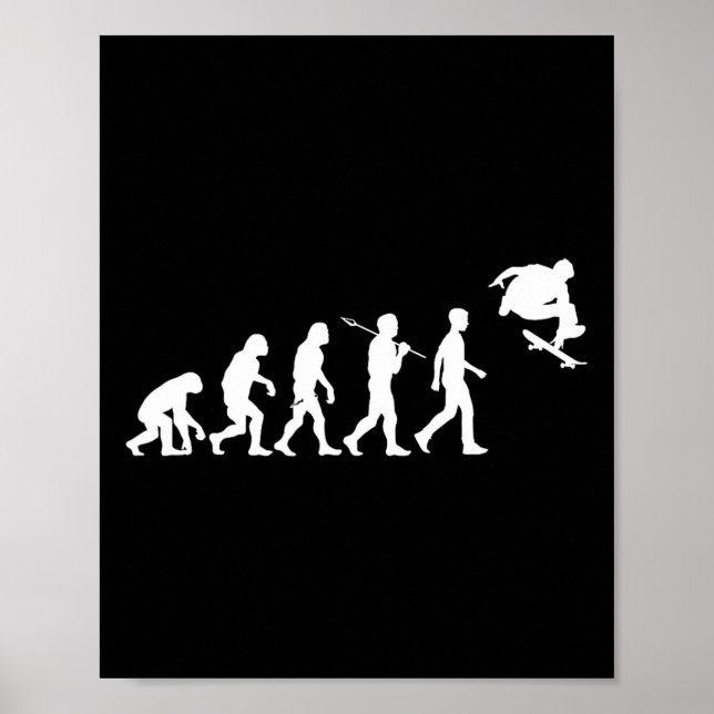 Affiche Skateboarding Humanity Evolved To Jump High Fun Sk (Devant)