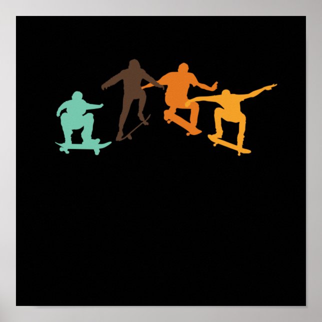 Affiche Skateboarding Retro Skateboarder Skateboard Skater (Devant)