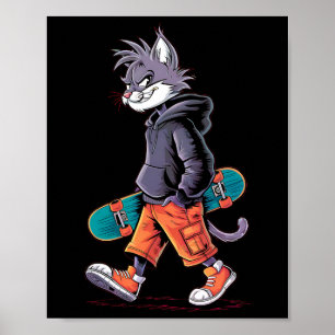 Affiche Skatepark Cool Patinage Cat Rizzler Skateboard