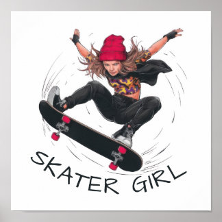 Affiche Skater Girl Skateboard