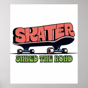 Affiche Skater Shred the Road – Rétro skateboard des année