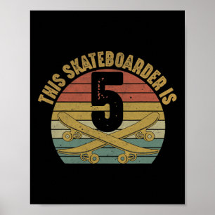 Affiche Skateur de 5 ans faisant du skateboard pour son 5è