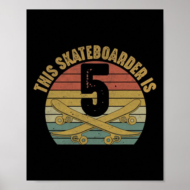 Affiche Skateur de 5 ans faisant du skateboard pour son 5è (Devant)