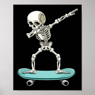 Affiche Skateur de squelette effrayant Halloween Skateboar