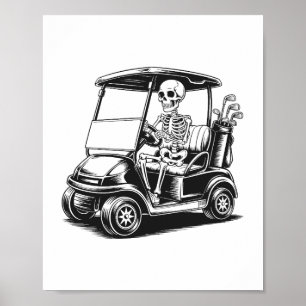 Affiche Skeletal Golfer Crâne Jouer Golf