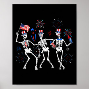 Affiche Skeleton 4 juillet Drapeau américain Skellies