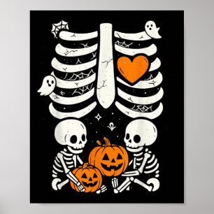 Affiche Skeleton Baby Twins Halloween Grossesse Annonce