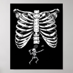 Affiche Skeleton Badminton Grossesse Halloween Smash Shutt