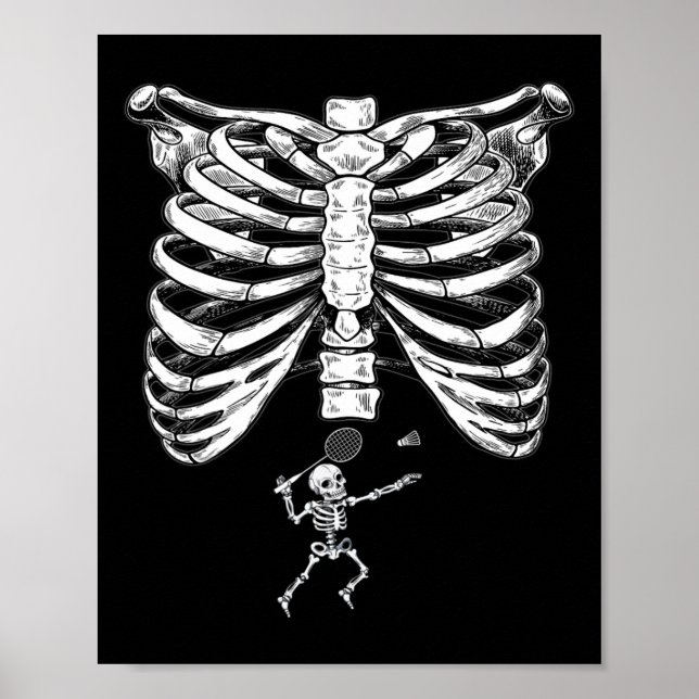 Affiche Skeleton Badminton Grossesse Halloween Smash Shutt (Devant)