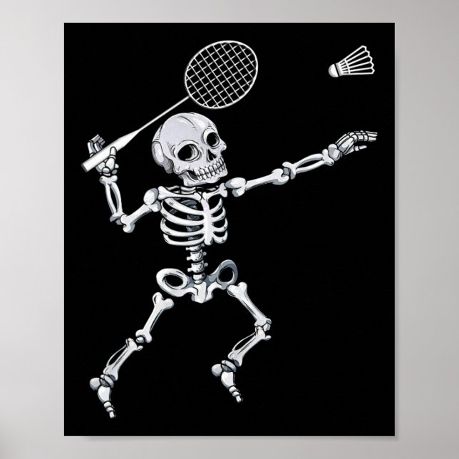 Affiche Skeleton Badminton Smash Shuttle Halloween (Devant)