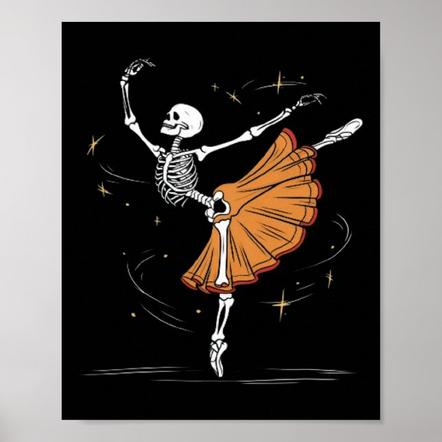 Affiche Skeleton Ballerina Ballet Danse Halloween (Devant)