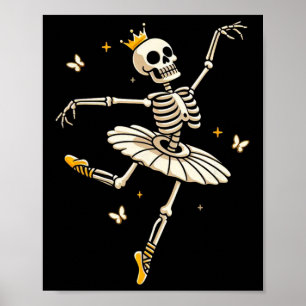 Affiche Skeleton Ballerina Ballet Danse mignonne Halloween