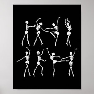 Affiche Skeleton Ballerinas Ballet Dance Cute Halloween Co