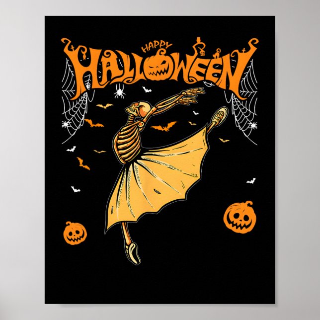 Affiche Skeleton Ballerinas Ballet Dance Cute Halloween Co (Devant)