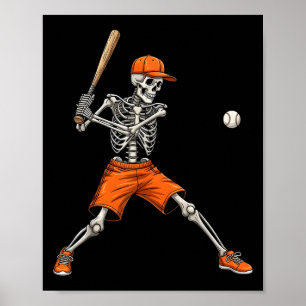Affiche Skeleton Baseball Halloween Costume Drôle Hommes G