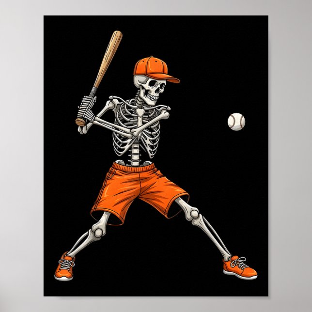 Affiche Skeleton Baseball Halloween Costume Drôle Hommes G (Devant)